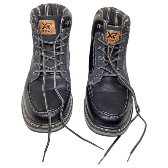 Xray Mens Sz 13 Ankle Boots Black Leather Plaid Lace Up Work Casual High Top NEW main image 6